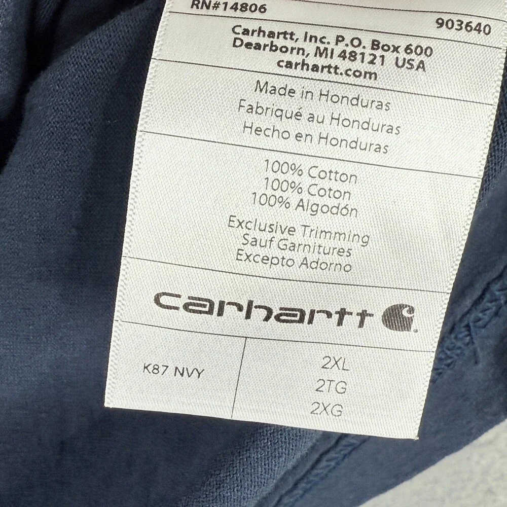 Carhartt Shirt Mens 2XL Loose Fit Blue Short Sleeve Pocket Tee Outdoors Work - Picture 7 of 9